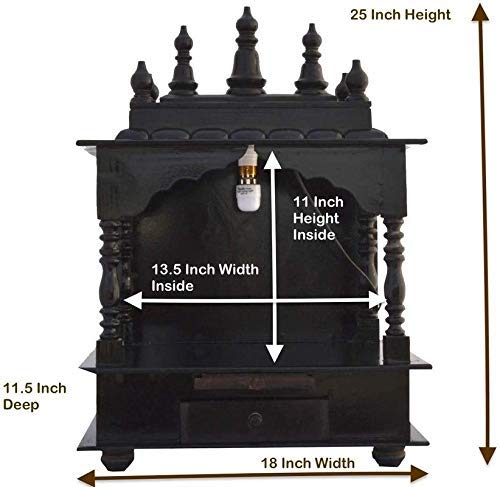 Homecrafts Handpainted Wooden Home Temple/ Home mandir/ god Stand for Home/ Pooja Stand/ Home mandap/ mandapam/ Pooja mandir Without Doors and Medium Size (Color-Walnut) Medium Size- 18x12x24 Inch