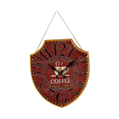 Horloge murale créative à suspendre en bois rouge et chiffres arabes