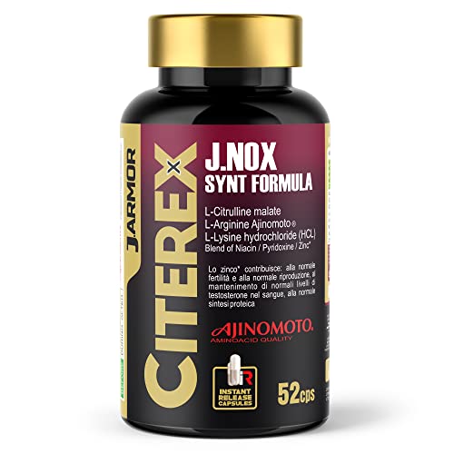 Citrulina Malato y Arginina Lisina Vitamina B3 B6 Zinc | Nivel Normal de Testosterona y Oxido Nítrico | Masa Muscular | Jarmor Citerex 52 Cápsulas de 1000 mg Cover
