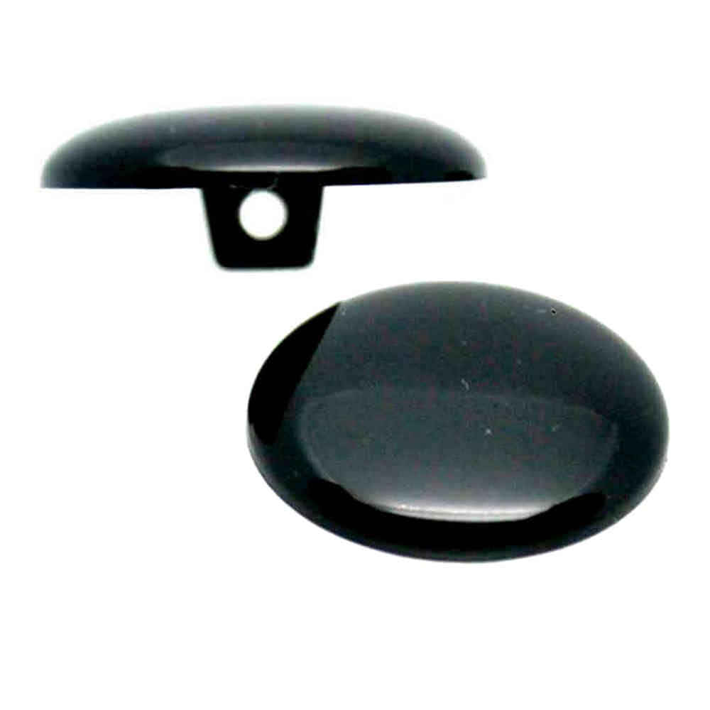 BLACK SLIGHTLY DOMED MUSHROOM SHANK BUTTONS 15mm 20mm and 23mm (100, 23mm)