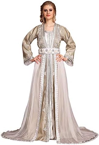 Kolkozy Fashion Women's Moroccan Kaftan White Size M