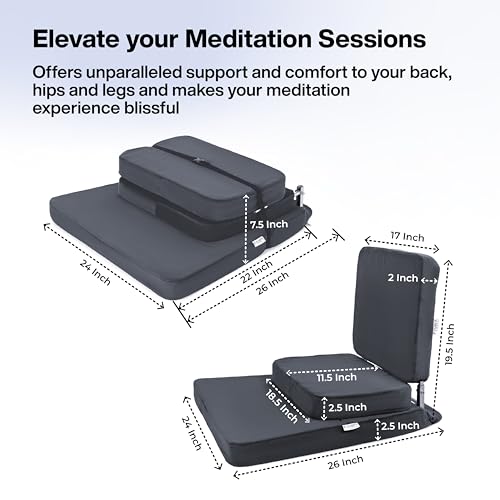 FOVERA Meditation Chair | 2 Years Warranty | Large Foldable Floor Chair with Back Support for Relaxing, Yoga, Meditation | Meditation Block, SS Frame, Washable Cover & Portable (Dark Grey) - Image 6