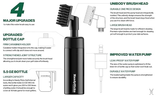 Handy Picks Golf Club Cleaner with Water Bottle Holds 5.5 OZ, Heavy Duty Metal Retractable Magnetic Clip, Waffle Microfiber Golf Towel, Ideal Water Brush Combo - Image 3