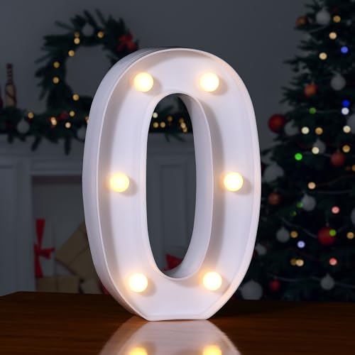 Foaky Decorative Led Marquee Light Up Number, Marquee Light Up Number Sign for Night Light Wedding Birthday Party Christmas Home Bar Decoration Number(0)