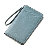 Genérico Multi-Functional RFID Passport Wallet,RFID Passport Wallet Women Travel Document Holder,for Credit Cards,Tickets and Cash (Light Blue)