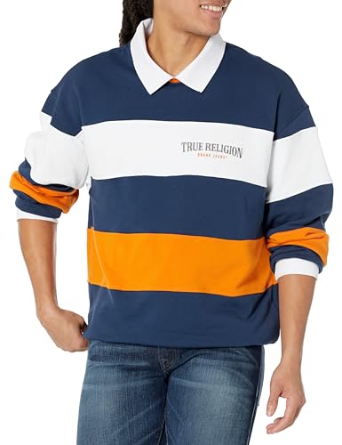 True Religion Men's Preppy Check Long Sleeve Crewneck