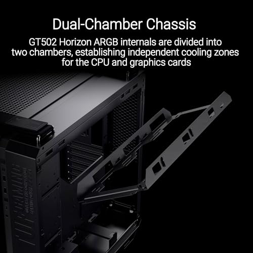 Image of ASUS TUF Gaming GT502 Horizon ARGB White Edition: Dual-Chamber PC Case, Panoramic Design, 4 Pre-Installed ARGB Fans, 360mm Radiator Support