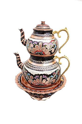 Copper Handcrafted Handmade Copper Tea Pot Set, Teapot Kettle, Samovar, Turkish Tea Maker, Turkish Tea Maker