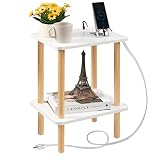 FORAOFUR End Table with Charging Station, End Tables with USB Ports and Outlets, Small Side Table fo