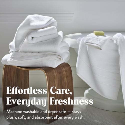 Brooklinen Super-Plush Turkish Cotton Bath Towel Set - 2 Bath Towels + 2 Hand Towels Cotton, 820 GSM, Highly Absorbent, Machine Washable, Perfect for Home & Bathroom (White) - Image 3