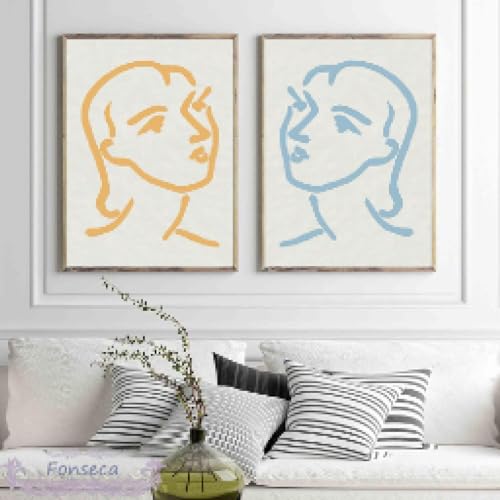 Matisse portrait toile abstraite pour sublimer la décoration murale d'un salon moderne