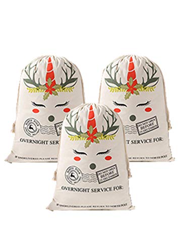 boyspringg Weihnachtsmann-Sack, Nikolaus-Weihnachtsstrumpf, personalisierbar, mit Kordelzug, 70 x 50 cm, 3 Stück Cover