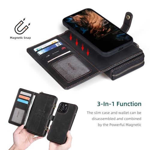 Étui à rabat iPhone 12 Pro Max noir portefeuille magnétique multifonction - 2