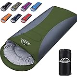 寝袋 LEEPWEI 封筒型 軽量 超暖かい 保温 -15度耐寒 防水 コンパクト 簡単収納 車中泊 防災用 アウトドア キャンプ 丸洗い可能 収納袋付き 1KG/1.4KG /1.8KG 快適温度-5℃-25℃ 春夏秋冬の使用可能 (ダークグリーン, 1800g)