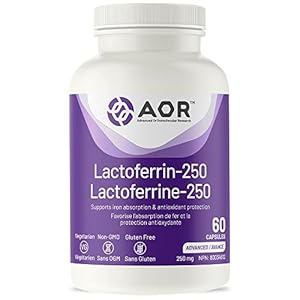 AOR Lactoferrin 250mg, 60 Capsules 60-Day Supply – Supports Balanced Iron Levels & Antioxidant Properties – Non-GMO Vegetarian Formula for Energy, Vitality & Strong Bones, Promotes Iron Utilization