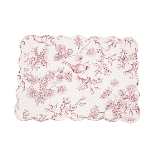 Image of Cardinal & Winter Branches Vintage 100% Cotton Set of 6 Placemats 13 inch x 19 inch
