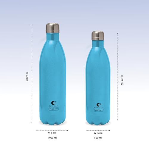Image of Clay Craft Vacbott Fiesta Double Wall Combo Set of 2 (500ml, 1000ml)|18 Hours Hot and 24 Hours Cold Vacuum Insulated Flask Bottle|Steel Bottle|Travelling|BPA-Free|BIS Certified|1Year Limited Warranty