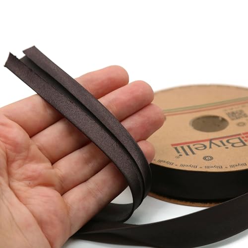Image of Fold Satin Bias Tape - 99+ Colors - 3 /4 Inches Wide - 27 Yards - Fold Satin Binding Bias Ribbon Fabric Piping Bias Binding Tape for Sewing Clothing DIY (23. Coffee) BYS23