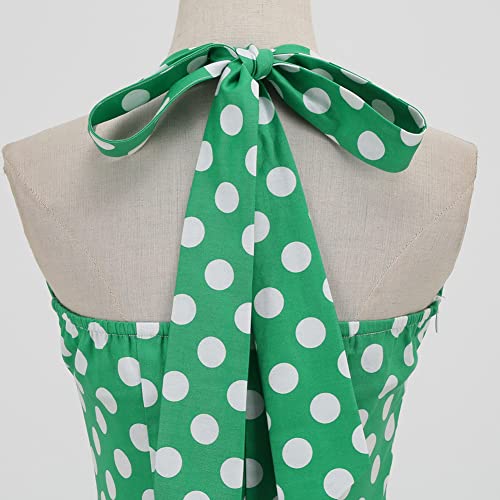 Image of 1950s Dresses for Women Vintage Retro Cocktail Party Swing Dresses Halter Floral Rockabilly 50s Polka Dot Pin up Dress