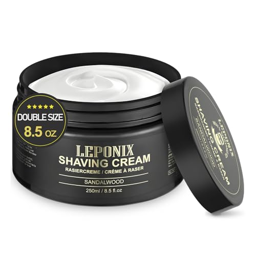 Crema de afeitar para hombre, aroma a madera de sándalo, rica espuma de afeitar para protección, suave y suave, 250 g