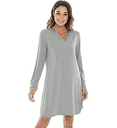 NACHILA Women's Bamboo Viscose Nightgown – Long Sleeve, Pleated Sleepshirt, Loose Fit, Tagless