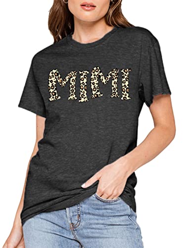 Mimi Shirts for Women Leopard Print Mimi Graphic Tees Shirts Grandma Gift Casual Short Sleeve Tees Tops2