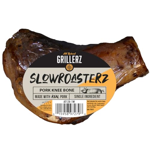 Grillerz Pork Knee Bone, 1 Count, Rawhide Free, All Natural Treat for...