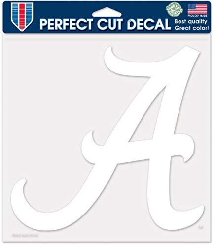 Alabama Crimson Tide NCAA Vinyl Die Cut Window Decal Auto Car Logo White 8x8 Sticker College Licensed Team Logo