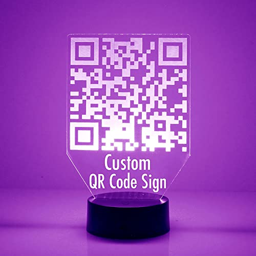 Image of Mirror Magic Personalized LED Night Light Lamp with Remote, QR Code Lights Up in 16 Colors, 4 Light Modes, 10-12 inch Tall Clear Acrylic Display Custom Engraved with Your Text, Battery or USB Powered
