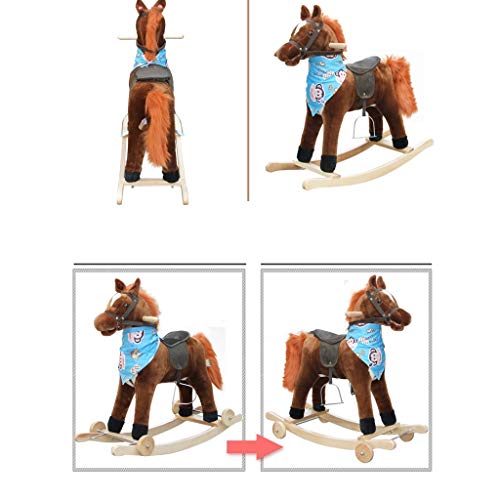 Schaukelpferd QIQIDEDIAN Schaukelstuhl aus Massivholz mit doppeltem Verwendungszweck Schaukel wiegen Baby Geschenk Baby… – Bild 3