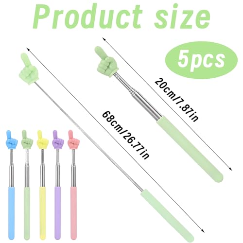 5 Stück Zeigestab Ausziehbar,Zeigestab,Pointing Finger Stick,Zeigestab Finger,Zeigefinger Stab,Versenkbare Klassenzimmer Zeiger,Mini Handheld Lehrstift Edelstahl Für Klassenzimmer Präsentationen