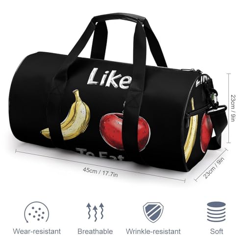 I Like To Eat Apples And Bananas Gym Bag Travel Duffel Bag Lightweight Carry On Weekender Bag Tote Bags for Women Men2