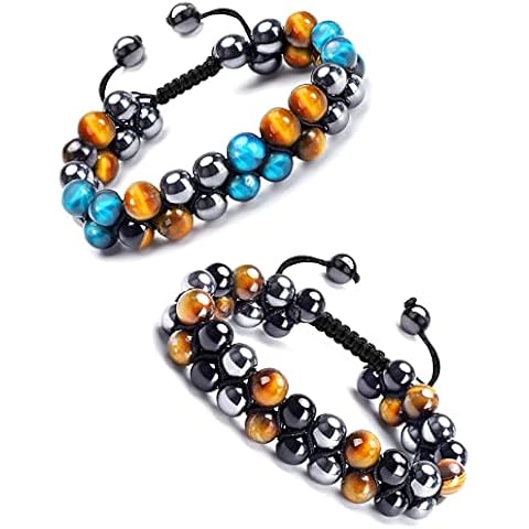 Triple Protection Bracelets for Men Women 2pcs Couples Bracelets Handmade Gifts Matching Bracelets for Couples(Yellow & Blue) Cover