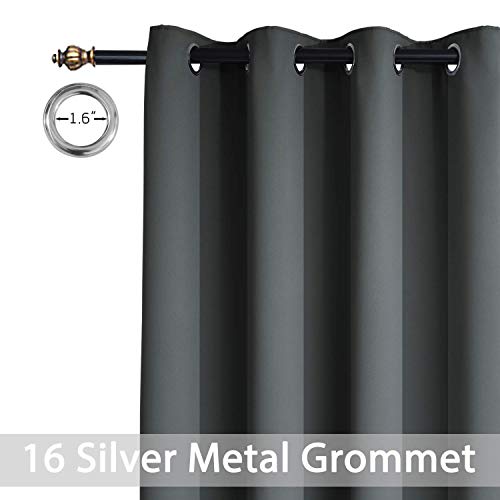 Yakamok Extra Wide Blackout Curtain for Sliding Glass Door, Grommet Thermal Insulated Room Divider Curtain 100W x 84L inch, Room Darkening Patio Curtain,8.3ft Wide x 7ft Tall, 1 Panel,Dark Grey