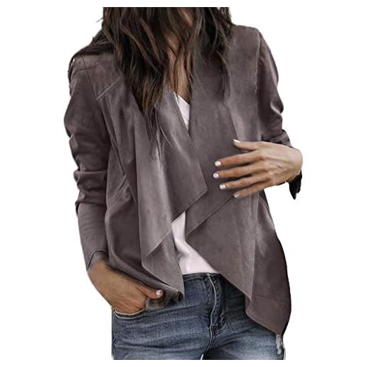 OverDose mujer De Manga Larga De Cuero Abierta Frente Corto Chaqueta De Punto De Chaqueta De Trabajo Chaqueta De Oficina Ocasional Invierno Abrigo