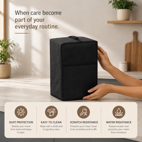 Image of Mixer Grinders Waterproof Dust Cover with Handle & Storage Pocket, Suitable for Women, Men & Everyday Home Use Standard Size, Black (8 inchX 8 inchX 12.5 inch) (PHMIXER)