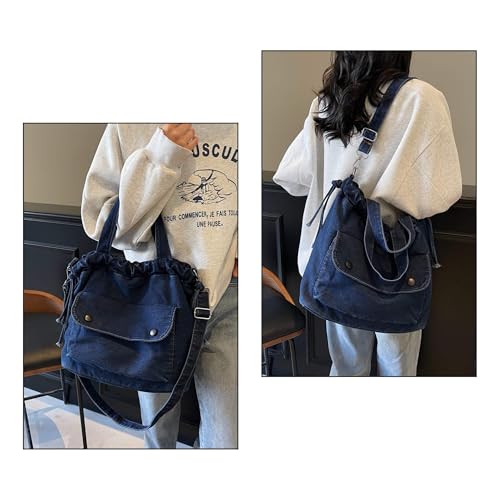 Women's Denim Crossbody Bag with Multi-Pockets Durable Jean Hobo Purse for Daily Use Travel2