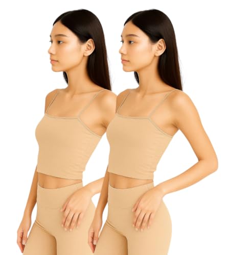 Image of Women's Seamless Long Crop Top Combo | Lightly Padded Smooth Stretchable Camisole Bra for Daily Comfort & Support | Pack of 2