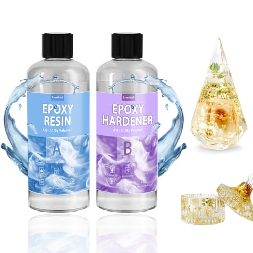 Resin Epoxy 16oz/474ml Non-Toxic Clear Casting Resin Epoxy Set 1:1 Ratio Use for Wood Jewelry Art Decorative Tabletop Restoration Coating DIY Art Kit