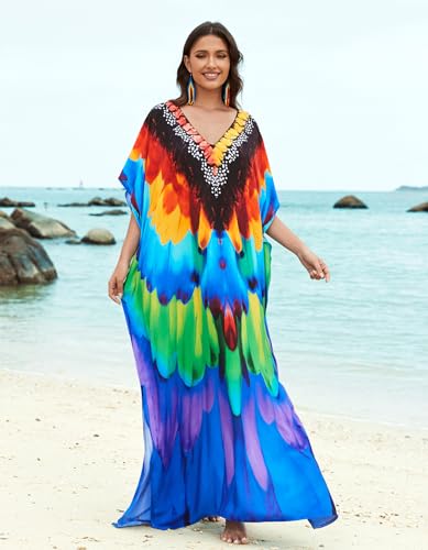 Image of NFVNKJ Women's Plus Size Beach Lounge Kaftan Maxi Dress Swimsuit Coverup for Women