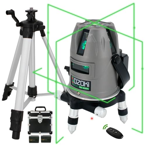 SOZOKI ���[�U�[�n�o���� SH-400GRC �y�O�r�Z�b�g�z5���C�������P�x �O���[�����[�U�[ ±1mm/7.5m�����x 6400mAh�o�b�e���[ 2�d������ Type-C�[�d+���d 4������郉�C���Ǝ� ��]���[�U�[�� �����␳ �X�΃��[�h ���[�U