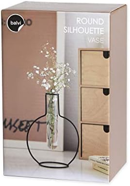 Balvi Vase Round Silhouette Black colour Vase decorative glass and metal Vase original form of test t