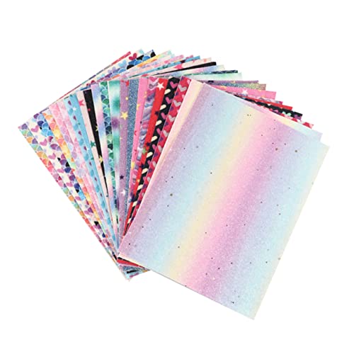 Tissus en cuir pailleté A5 lot de 22 coupons sirène arc-en-ciel