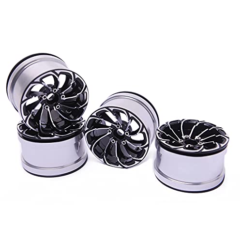 RC Wheel Rims, YZtree 4PCS Aluminium Alloy 2.2inch Beadlock Wheel Rims Wheel Hub for 1/10 RC TRXS TRX4 Axial SCX10II 90018 90048 Wraith RR10 KM2 RC Crawler Car (Black)