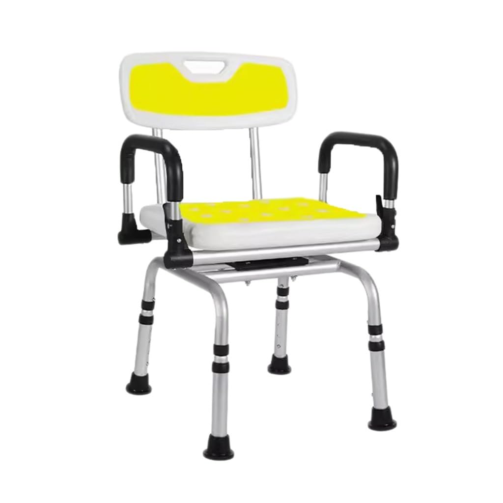 Silla de Ducha giratoria para Ducha Interior, Asiento portátil Giratorio con reposabrazos y Respaldo, Asiento de Ducha Giratorio de 360 Grados, con Asiento Acolchado y Altura Ajustable, para Personas