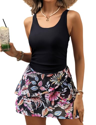 VIMPUNEC Women One Piece Swim Dress Swimsuit Tummy Control Modest Swim Skirt Bathing Suit