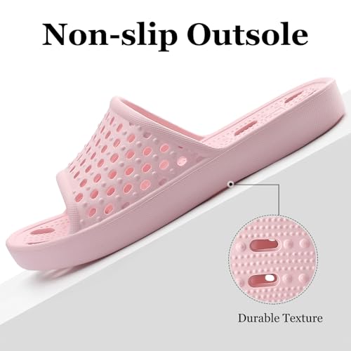 Image of Aoowoll Mens Shower Shoes With Holes Dry Quickly Bath Slippers Womens Non Slip Indoor Home Bedroom Pool Spa Guest College Dorm