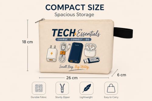 Image of DRUDRAYA Canvas Tech Organizer Pouch | Cable Case for Travel, Pack of 3