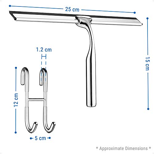Duschabzieher Ecooe aus Edelstahl mit 25 cm und Wandaufhänger