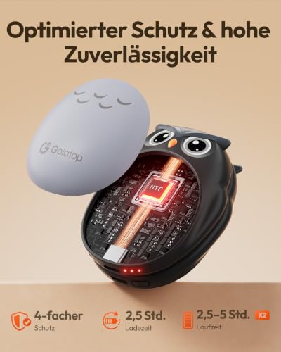 Gaiatop Handwärmer Elektrisch 2er, Taschenwärmer Wiederverwendbar, Schwarz – Ansicht 3